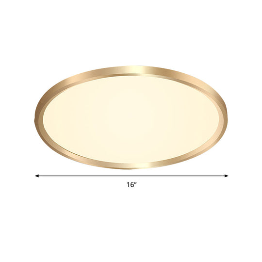 Gold Disk Flush Mount Led Ceiling Light In Warm/White 12/16/19.5 Wide
