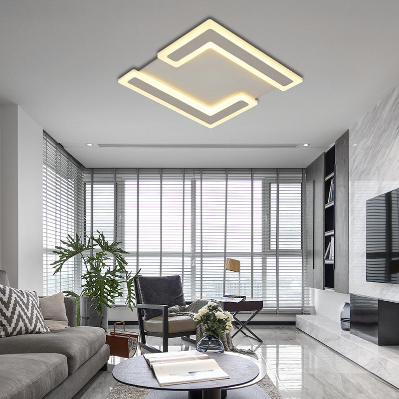 Simple Style Double 7-Shape Led Ceiling Light - Warm/White