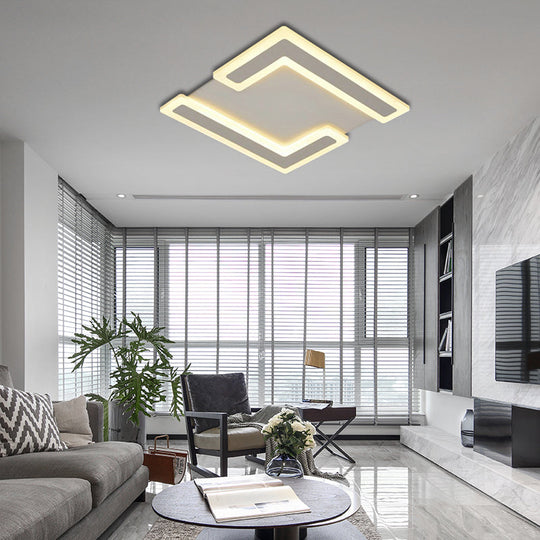 Simple Style Double 7-Shape Led Ceiling Light - Warm/White