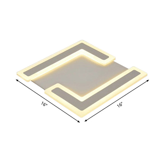 Simple Style Double 7-Shape Led Ceiling Light - Warm/White