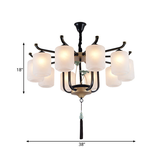 Classic Caged Hanging Chandelier - 6/8/10 Lights Black Metal Pendant Lighting Fixture