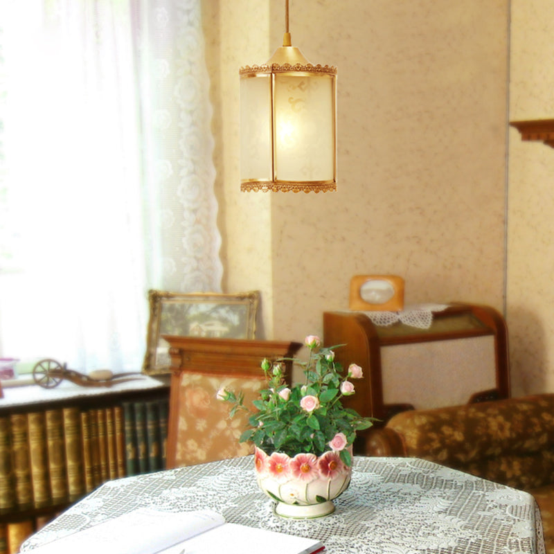 Vintage Opal Glass Brass Pendant Light - Dining Room Ceiling Lamp