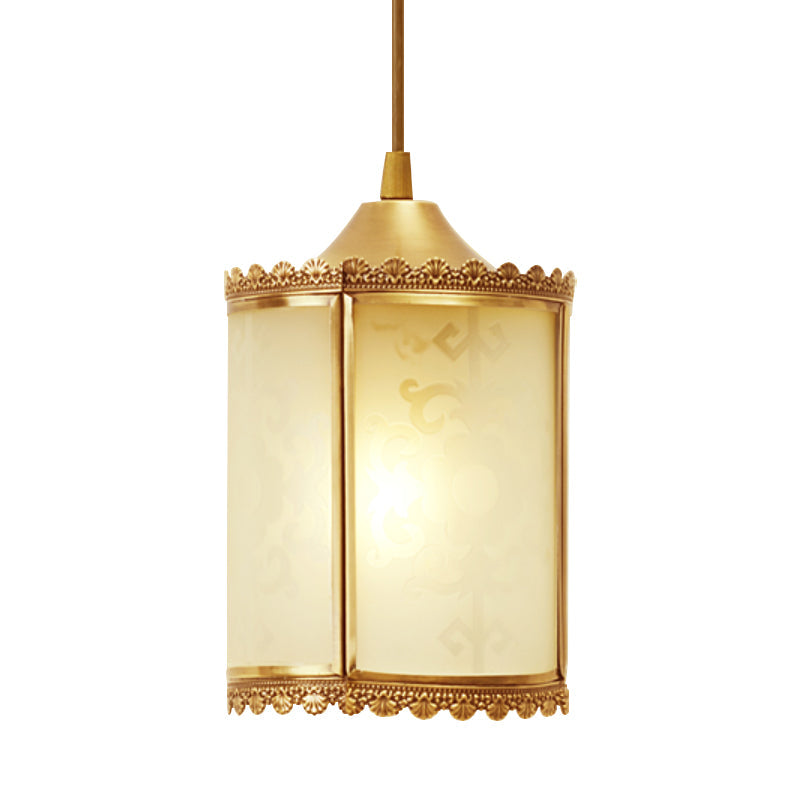 Vintage Opal Glass Brass Pendant Light - Dining Room Ceiling Lamp