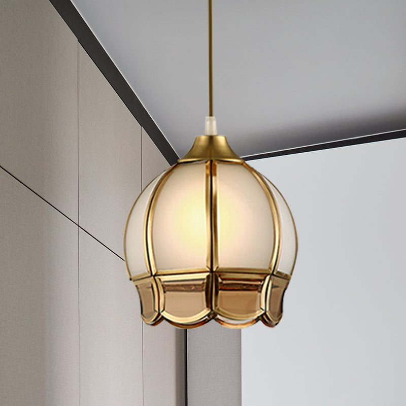 Retro Gold Glass Bud Pendant Ceiling Light