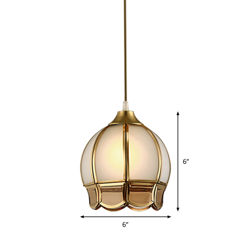 Retro Gold Glass Bud Pendant Ceiling Light