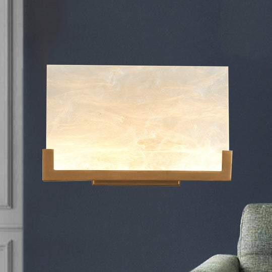 White Rectangle Acrylic Sconce Light - Classic Bedside Wall Mounted Lighting
