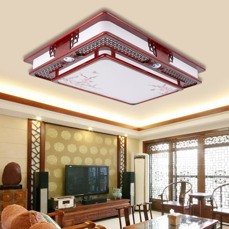 Dark Red Led Flush Mount Ceiling Lamp With Stylish Floral Design For Living Room Crimson / Branch