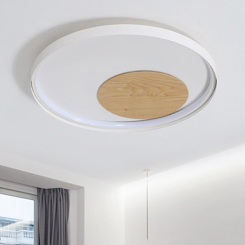 Modern Minimalist Disk Metal Ceiling Light Fixture - White/Black Led Flush Mount