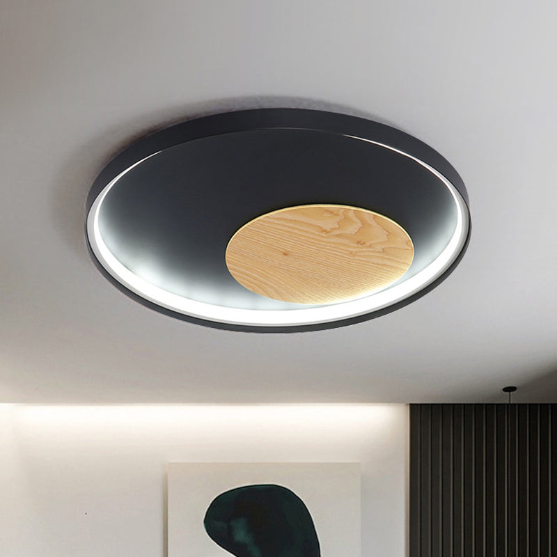Modern Minimalist Disk Metal Ceiling Light Fixture - White/Black Led Flush Mount