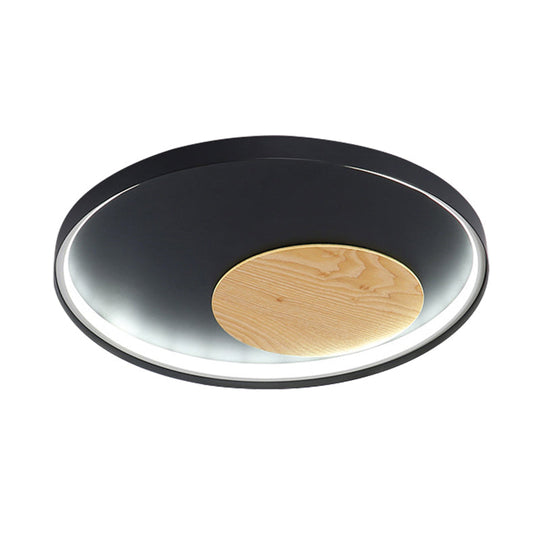 Modern Minimalist Disk Metal Ceiling Light Fixture - White/Black Led Flush Mount