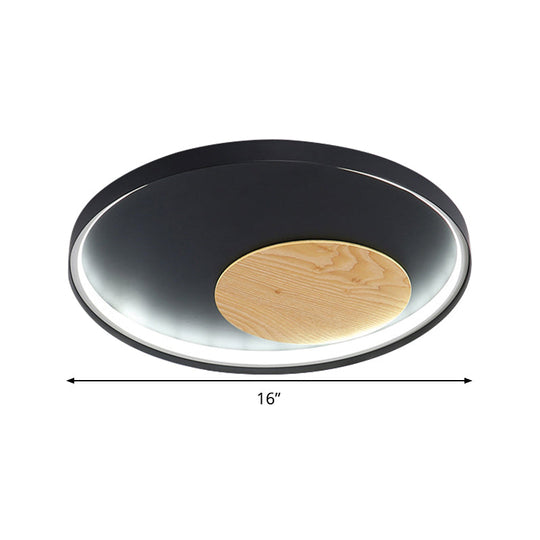 Modern Minimalist Disk Metal Ceiling Light Fixture - White/Black Led Flush Mount 12/16/19.5 Wide