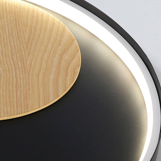 Modern Minimalist Disk Metal Ceiling Light Fixture - White/Black Led Flush Mount 12/16/19.5 Wide