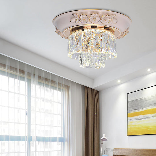 Minimalist Crystal Block Led Ceiling Fixture - Beige/Blue 12’/14’/18’ Wide