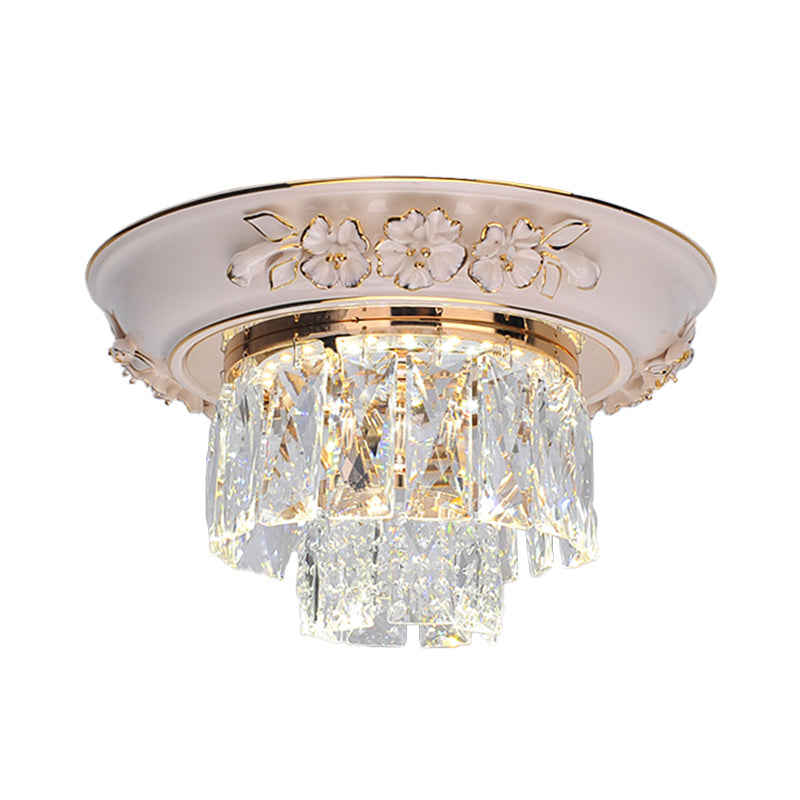 Minimalist Crystal Block Led Ceiling Fixture - Beige/Blue 12/14/18 Wide