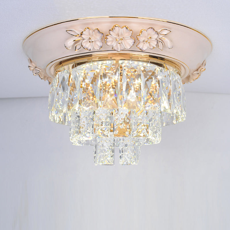 Minimalist Crystal Block Led Ceiling Fixture - Beige/Blue 12/14/18 Wide Beige / 14