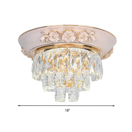 Minimalist Crystal Block Led Ceiling Fixture - Beige/Blue 12/14/18 Wide