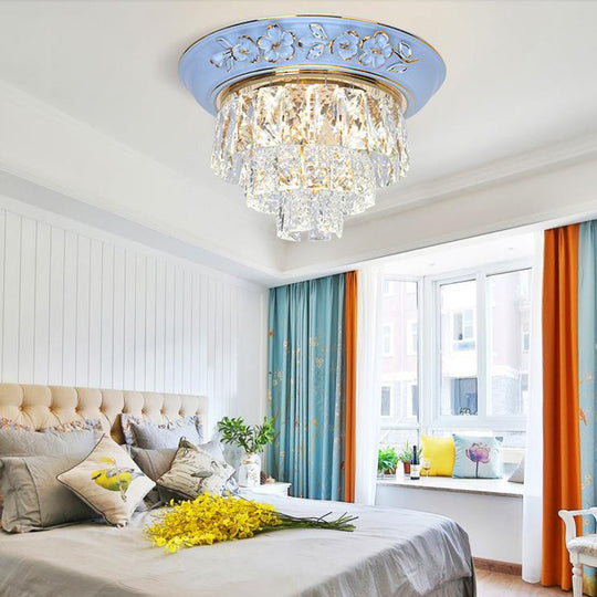 Minimalist Crystal Block Led Ceiling Fixture - Beige/Blue 12/14/18 Wide