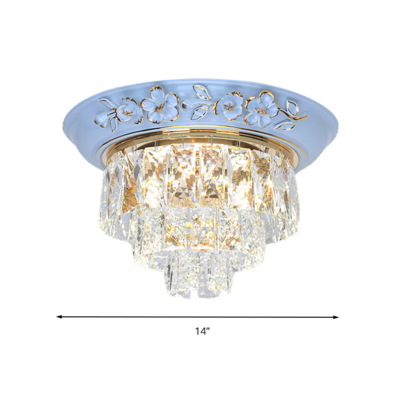 Minimalist Crystal Block Led Ceiling Fixture - Beige/Blue 12/14/18 Wide