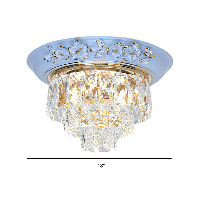 Minimalist Crystal Block Led Ceiling Fixture - Beige/Blue 12’/14’/18’ Wide