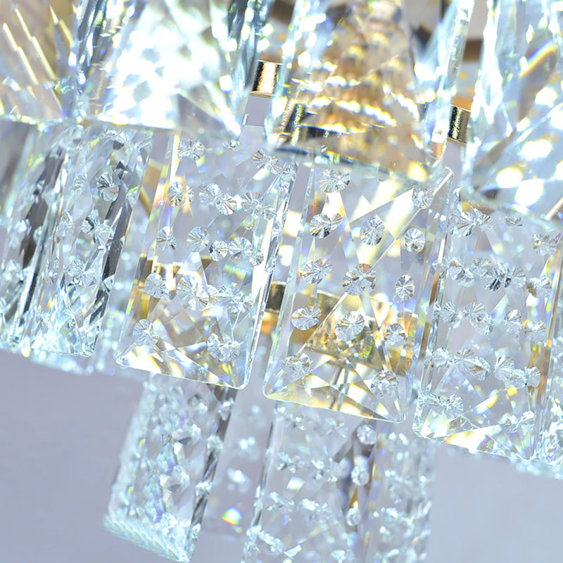 Minimalist Crystal Block Led Ceiling Fixture - Beige/Blue 12’/14’/18’ Wide