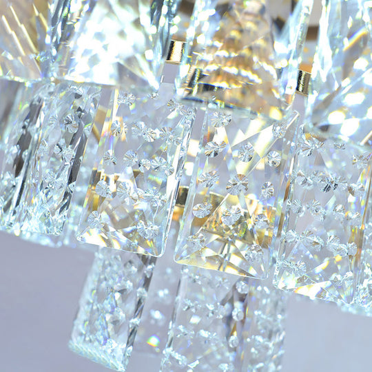 Minimalist Crystal Block Led Ceiling Fixture - Beige/Blue 12’/14’/18’ Wide