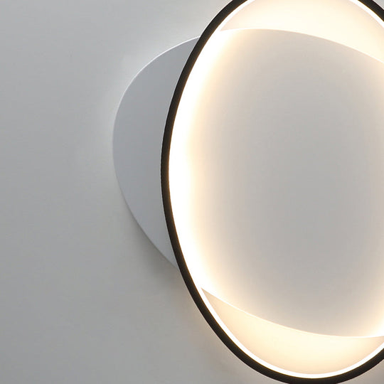 Modern Black Oval Led Flush Mount Ceiling Lamp - 16/19.5 Wide In Warm/White Light