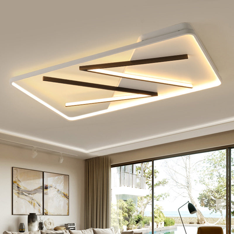 Modern Acrylic Double V-Shape Ceiling Lamp Black And White Led Flush Mount Light With Stepless