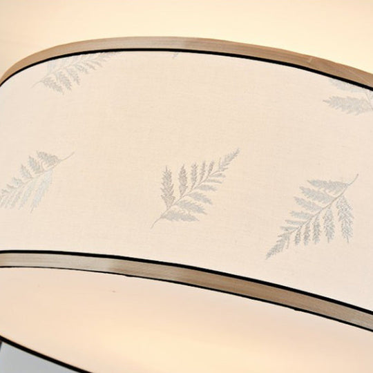 White Fabric Ceiling Mounted Drum Fixture - 5-Light Classic Style Flush Mount Lighting