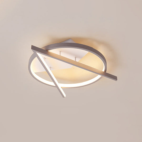 Minimalist Gray Led Flush Light - Acrylic V-Shape Ceiling Mount Fixture Warm/White 16.5’/20.5’