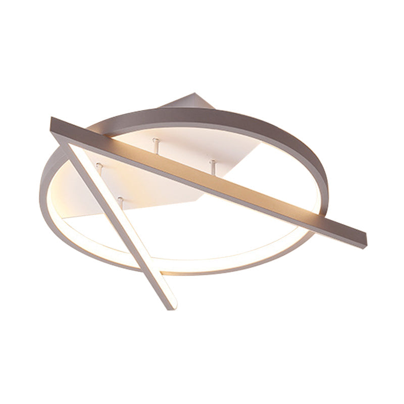 Minimalist Gray Led Flush Light - Acrylic V-Shape Ceiling Mount Fixture Warm/White 16.5’/20.5’ Wide