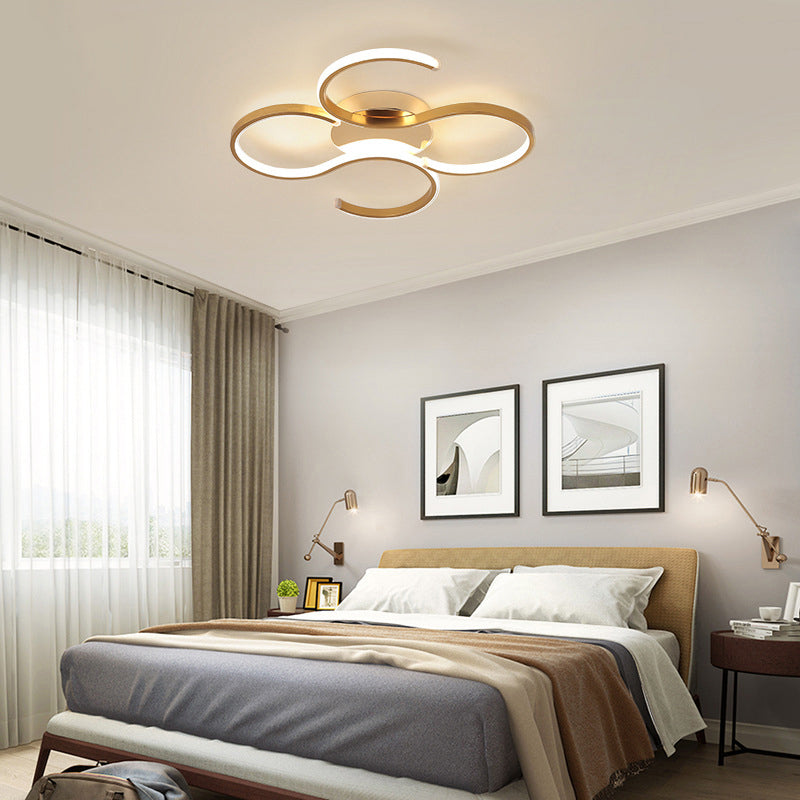 Modern Acrylic Gold Led Ceiling Light With Double S-Shape Flush Mount - Warm/White