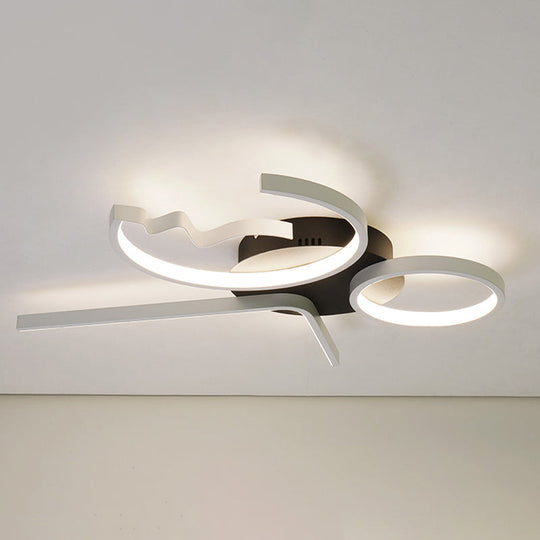 Contemporary Geometric Flush Mount Lighting - Acrylic 3/4 Lights Black/White Warm/White Light 3 /