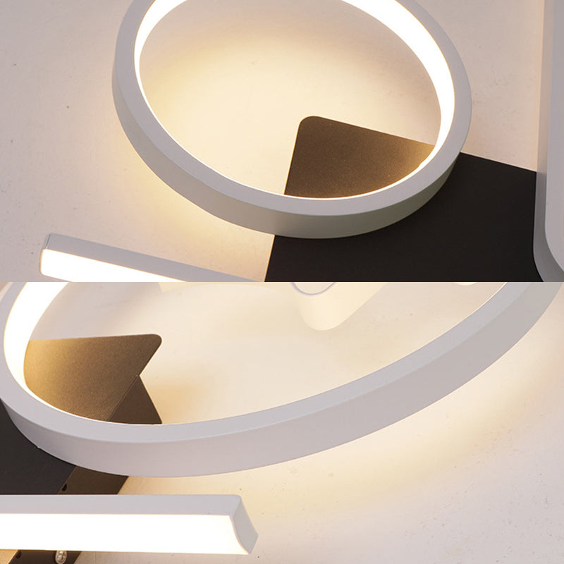 Contemporary Geometric Flush Mount Lighting - Acrylic 3/4 Lights Black/White Warm/White Light