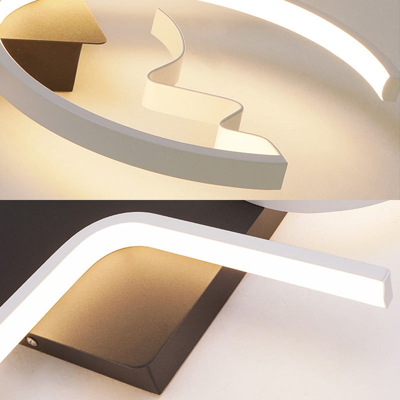 Contemporary Geometric Flush Mount Lighting - Acrylic 3/4 Lights Black/White Warm/White Light