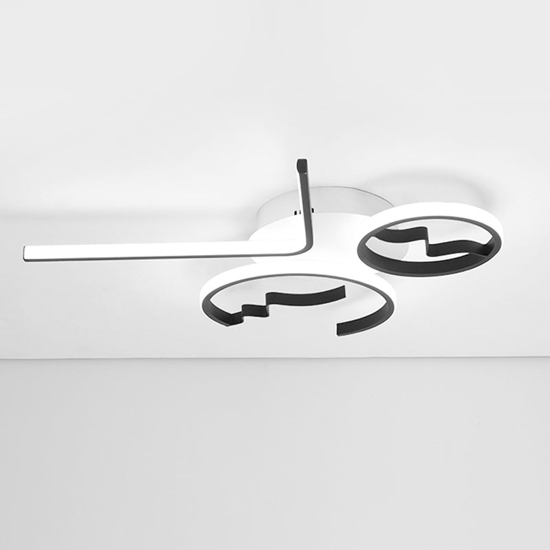 Contemporary Geometric Flush Mount Lighting - Acrylic 3/4 Lights Black/White Warm/White Light 3 /