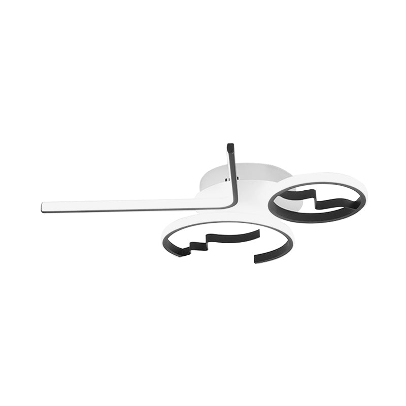 Contemporary Geometric Flush Mount Lighting - Acrylic 3/4 Lights Black/White Warm/White Light