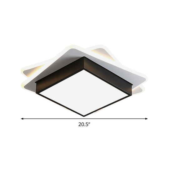 Contemporary Black Led Flush Mount Ceiling Light With Warm/White Lighting