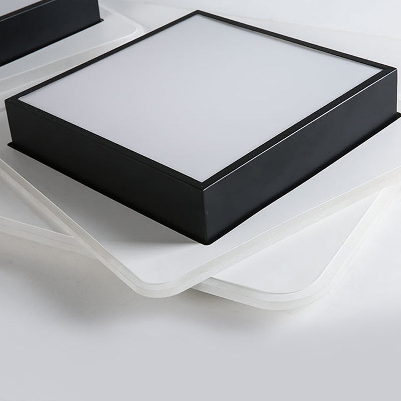 Modern Black Led Square Acrylic Flush Mount Ceiling Lighting Warm/White Light