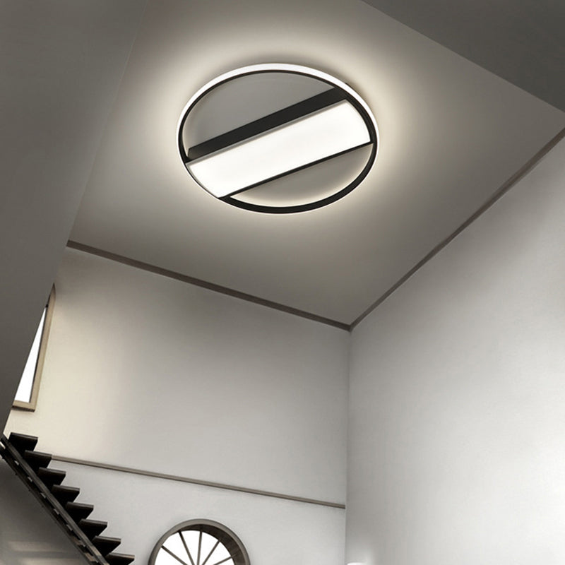 Modern Acrylic Led Ceiling Light For Stairway - Rectangle Flush Mount In Black Or White 16-24 Wide