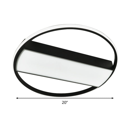 Modern Acrylic Led Ceiling Light For Stairway - Rectangle Flush Mount In Black Or White 16-24 Wide