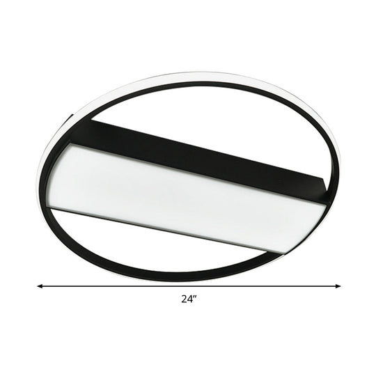Modern Acrylic Led Ceiling Light For Stairway - Rectangle Flush Mount In Black Or White 16-24 Wide