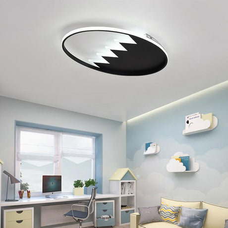 Contemporary Acrylic Round Ceiling Light 22/26 Wide Black/White Led Flush Mount Fixture With Remote