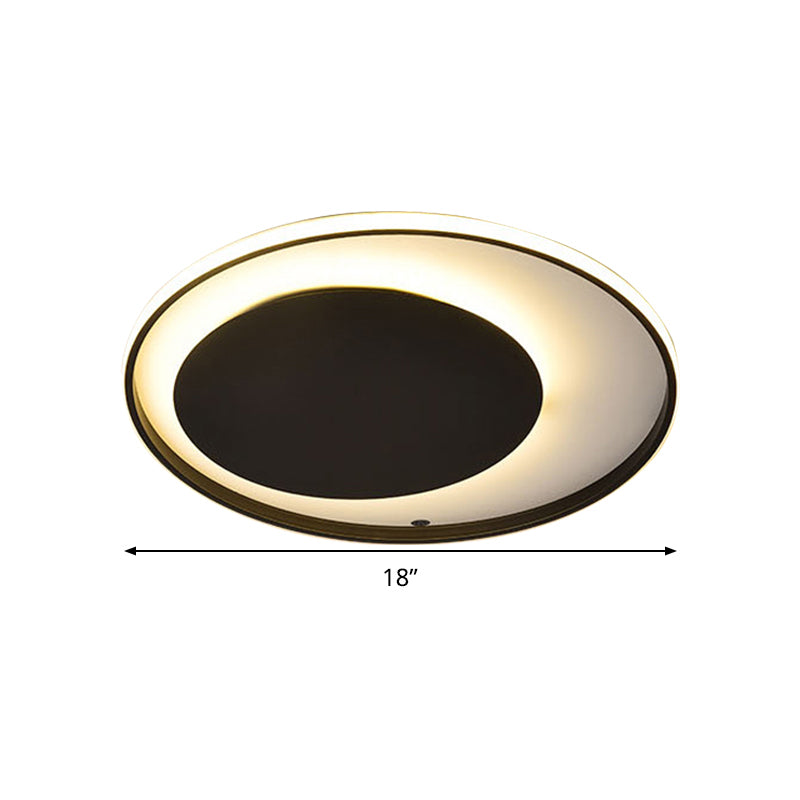 Black Circle Ceiling Lamp - Simple Style Acrylic 18’/23.5’ Wide Led Flush Mount Lighting