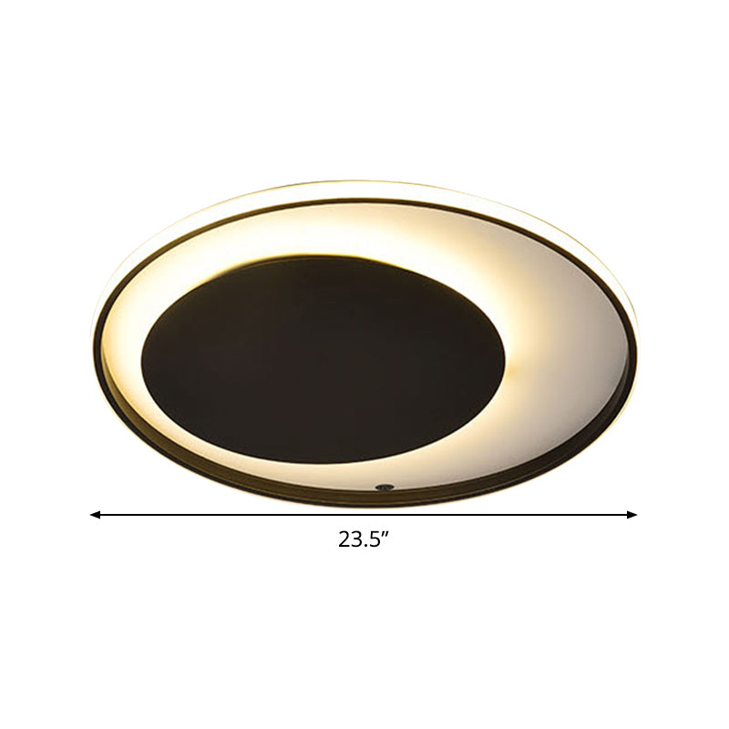 Black Circle Ceiling Lamp - Simple Style Acrylic 18’/23.5’ Wide Led Flush Mount Lighting