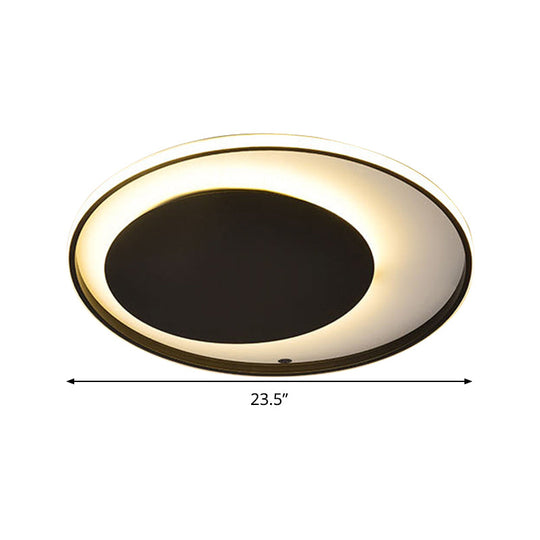 Black Circle Ceiling Lamp - Simple Style Acrylic 18’/23.5’ Wide Led Flush Mount Lighting