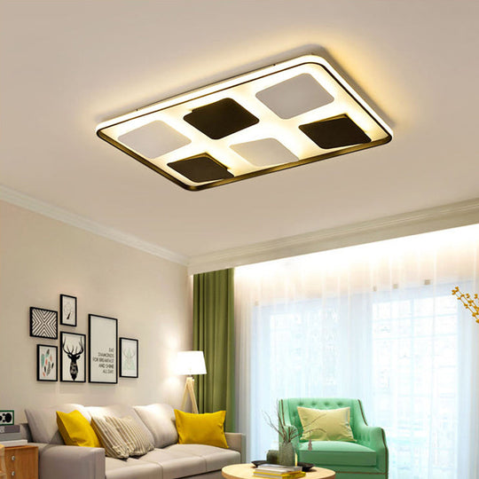 Modern Led Ceiling Light With Black & White Acrylic Shade - Warm/White