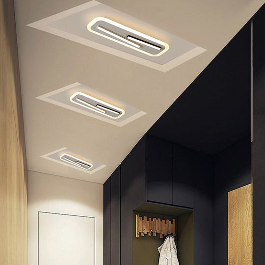19.5’/23.5’ Wide Rectangle Ceiling Light Fixture: Acrylic Simple Style Black/White Led Flush