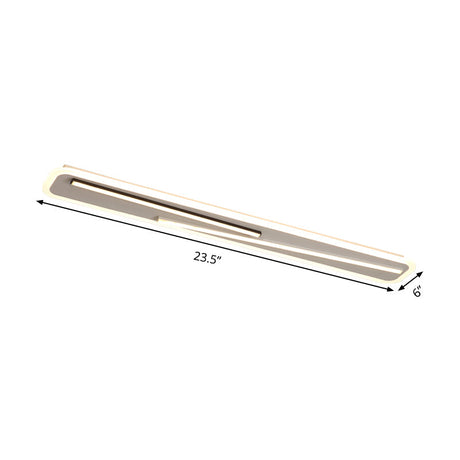 19.5’/23.5’ Wide Rectangle Ceiling Light Fixture: Acrylic Simple Style Black/White Led Flush