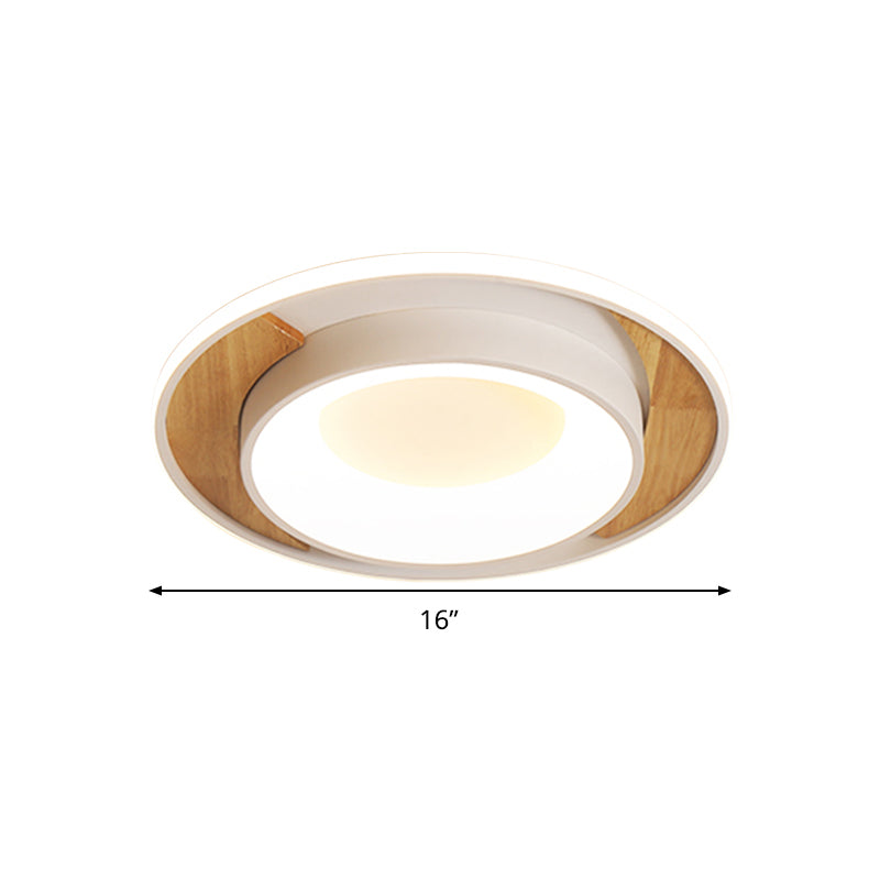 Modern White Acrylic Led Ceiling Light For Bedroom - 16/19.5 Wide Round Flush Mount