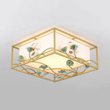 Traditional Square Fabric Flush Mount Lighting - 19.5’/23.5’ Wide 5 Lights Bedroom Ceiling